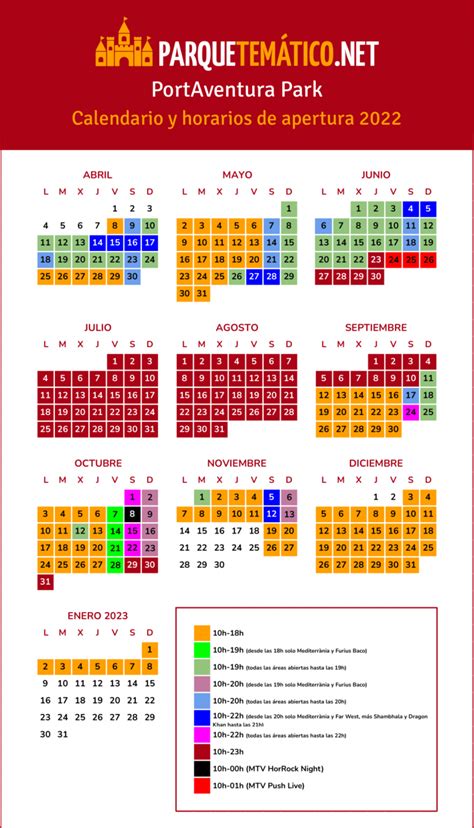 Horarios y Calendario de PortAventura World